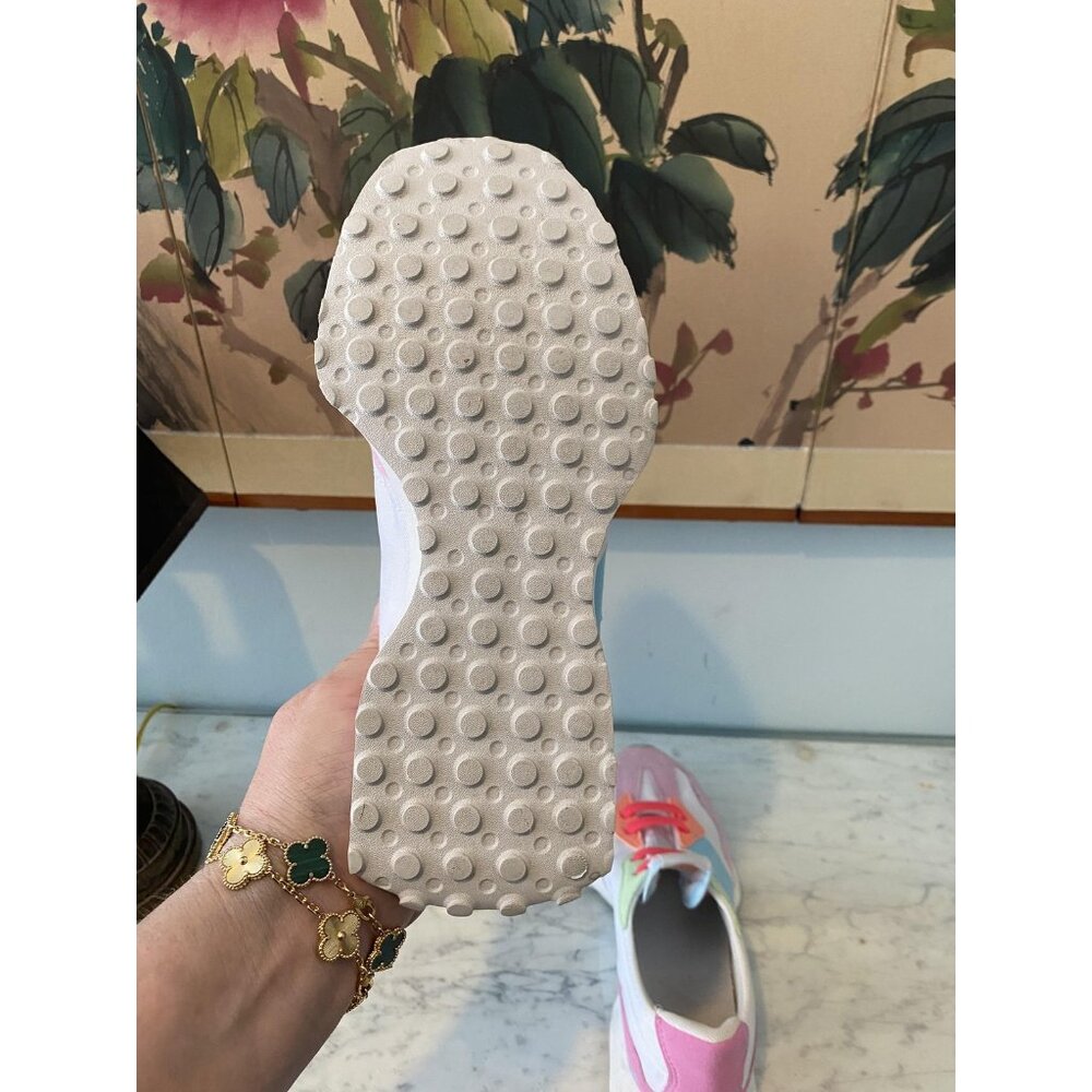 New Balance 327 Shoes Kids Size 5 Pastel Pink Blue Green Suede Mesh Retro - Picture 5 of 5